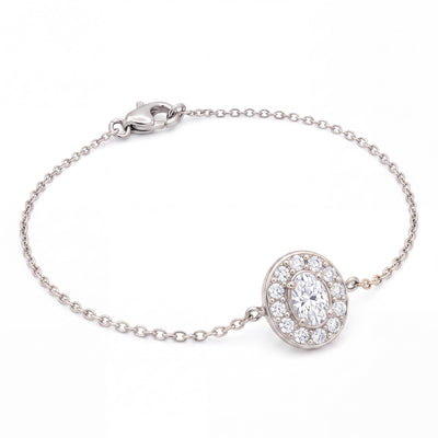 14K gold oval birthstone bracelet, product photo