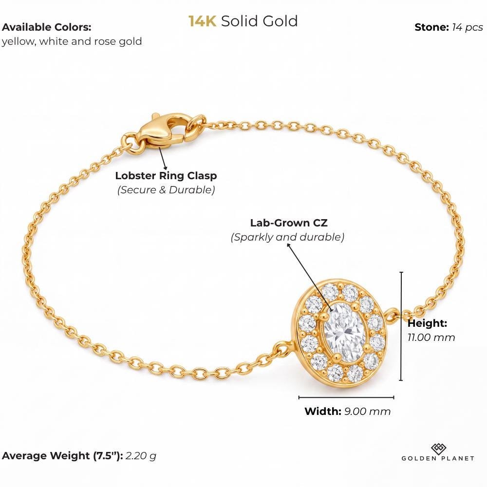 14K gold oval birthstone with oval cubic zirconia size and weight guide, size and weight guide