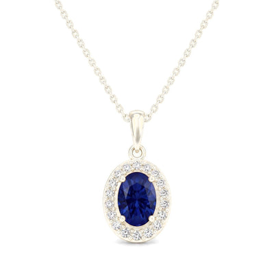 14K white gold Oval Halo Necklace