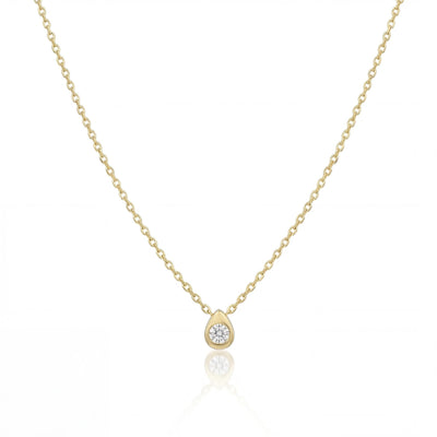 14K gold pear drop necklace, product photo