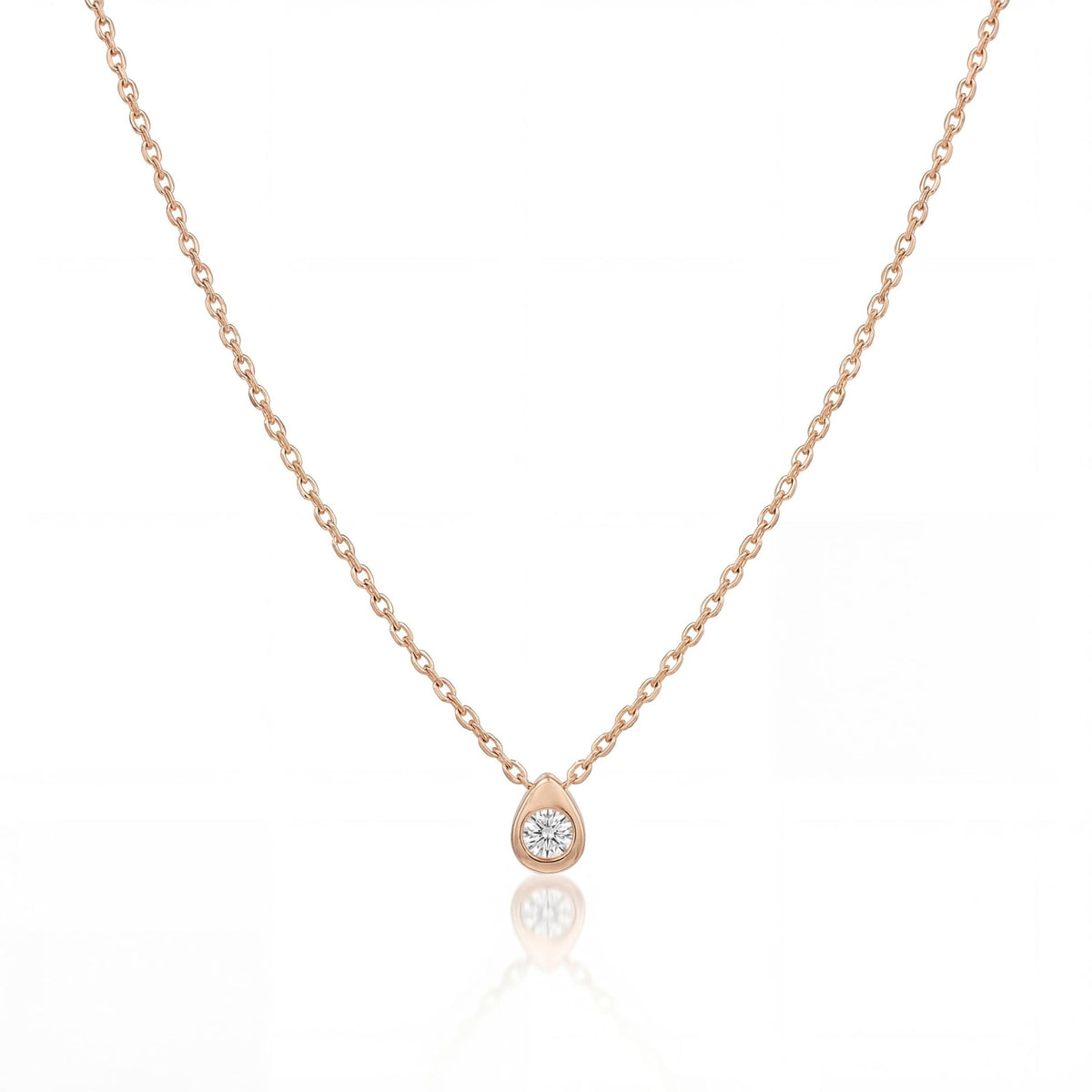 14K gold pear drop necklace, product photo