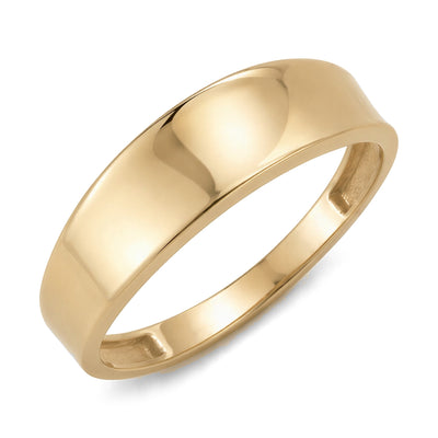 14K yellow gold plain band ring on white