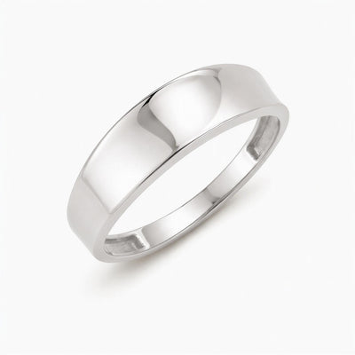 14K white gold plain band ring on white