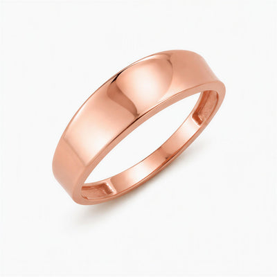 14K rose gold plain band ring on white