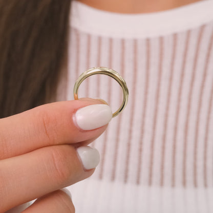 14K Solid Gold Minimal Zirconia Band Ring – Elegant Daily Wear Ring, Stackable Design or Stylish Wedding Band