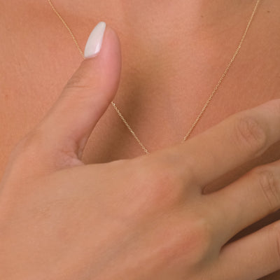 14K Solid Gold Heart Pendant Necklace with 18 White Zircon Stones – Dainty Vintage Love Jewelry