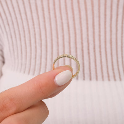 14K Solid Gold Colorful Band Ring – Vintage-Inspired Multi-Gemstone Eternity Ring for Stacking & Everyday Wear