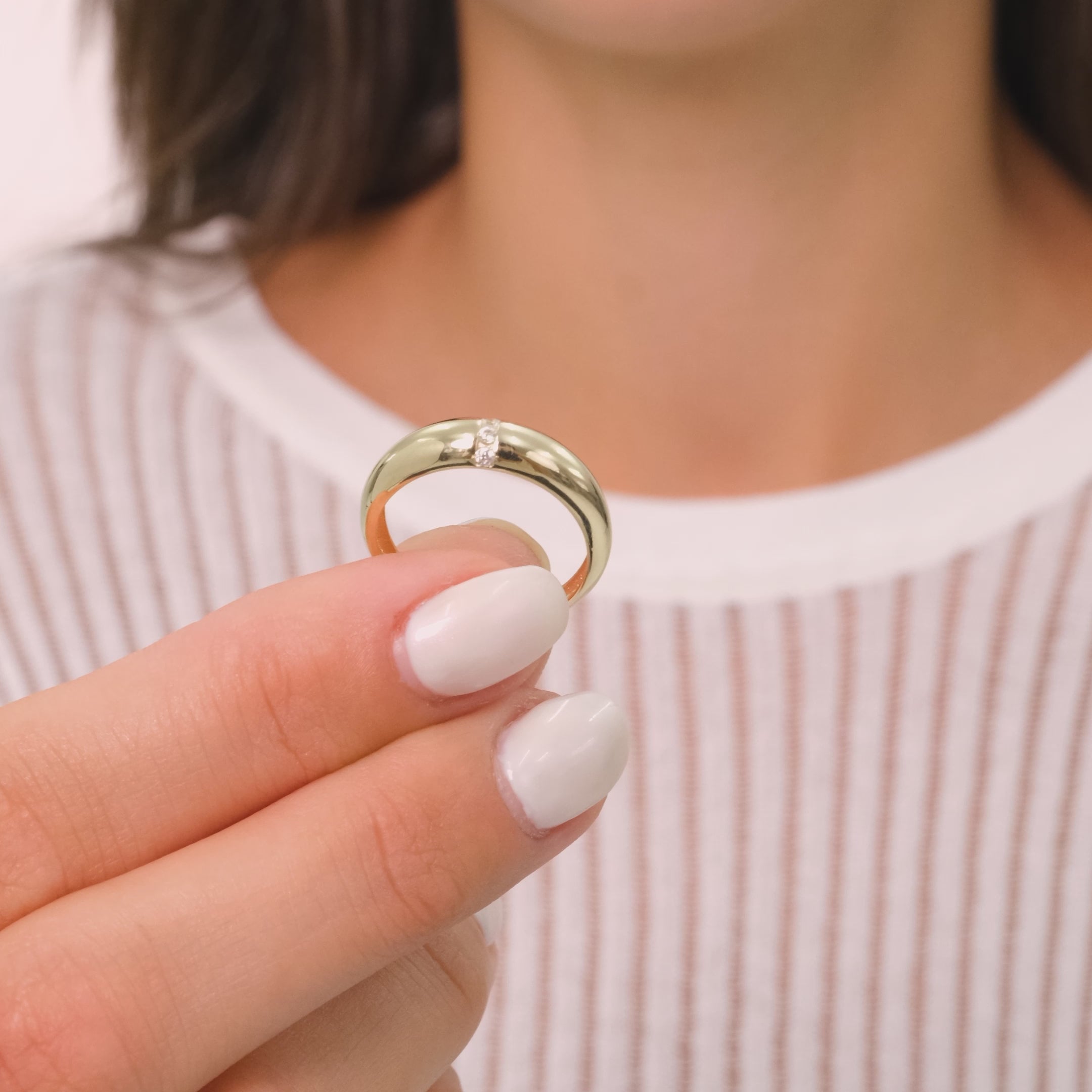 14K Solid Gold Bold Chunky Statement Ring – Modern Round Zirconia Cluster Design for Everyday Wear or Stacking