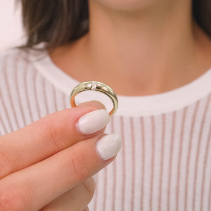 14K Solid Gold Bold Chunky Statement Ring – Modern Round Zirconia Cluster Design for Everyday Wear or Stacking