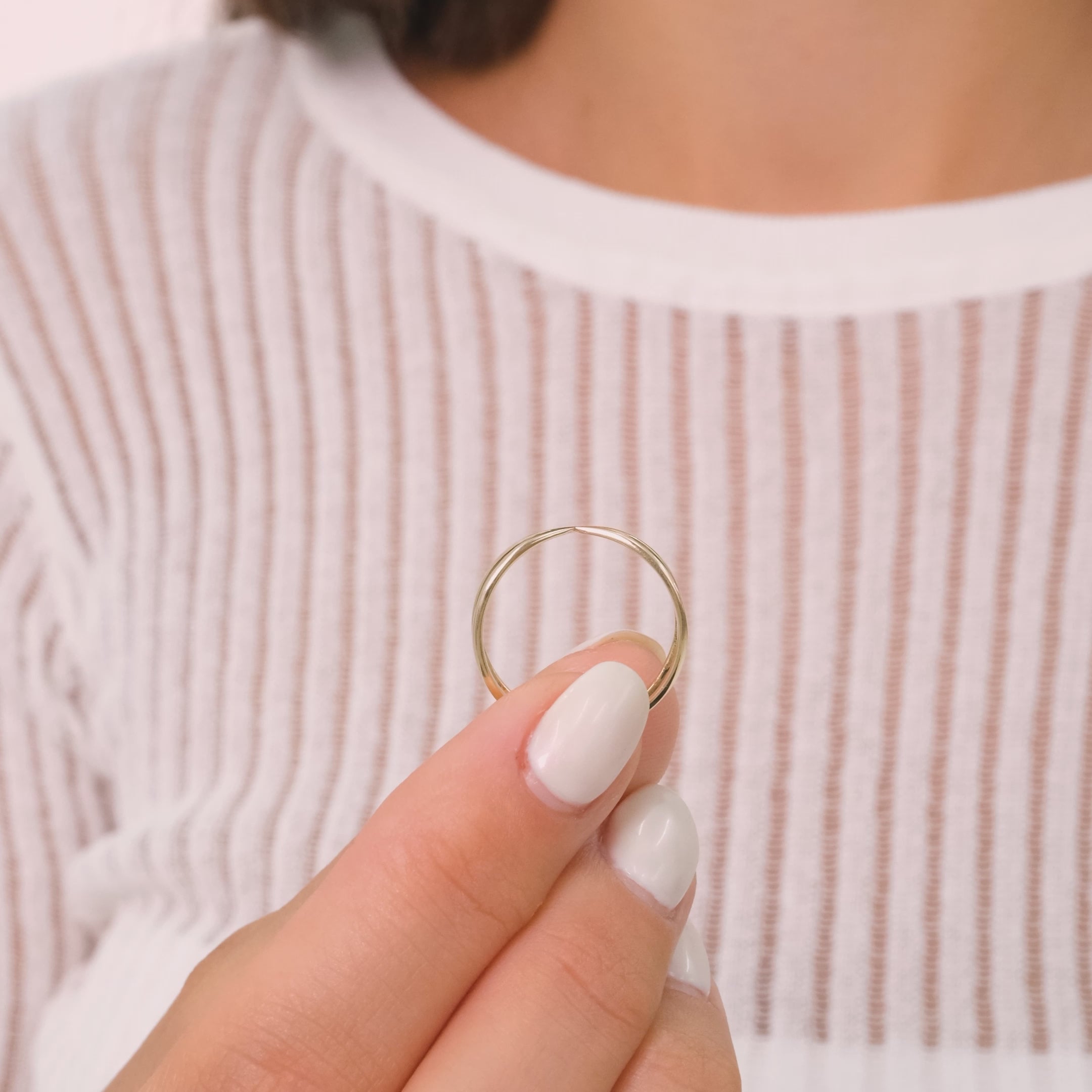 14K Solid Gold X Crossover Ring – Minimalist Open Band Statement Ring