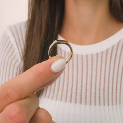 14K Solid Gold Nugget Signet Ring – Bold Unisex Engravable Ring for Personalized Statement Jewelry