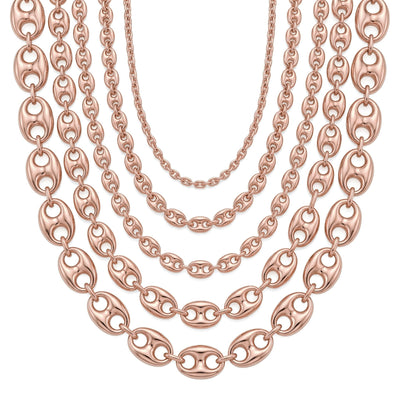 14K rose gold Puffed Mariner Chain Necklace