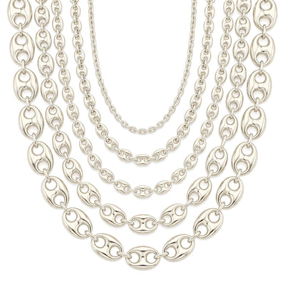 14K white gold Puffed Mariner Chain Necklace
