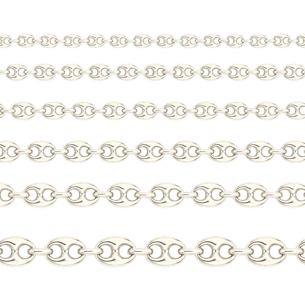 14K white gold Puffed Mariner Link Bracelet