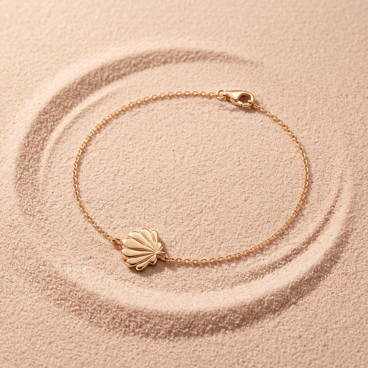 14K gold seashell bracelet, styled view