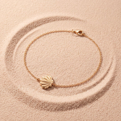 14K gold seashell bracelet, styled view