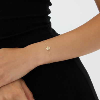 14K gold seashell bracelet, styled view