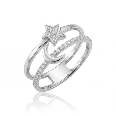 14K gold star & moon ring, product photo