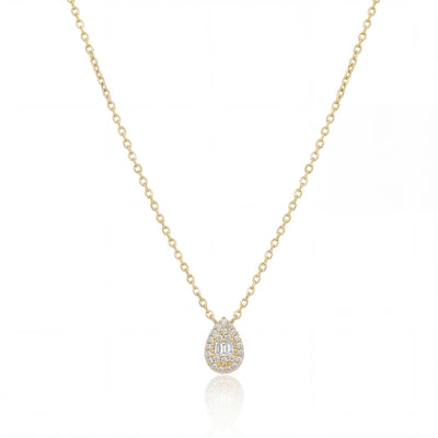 14K gold teardrop necklace, product photo