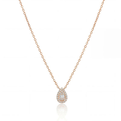 14K gold teardrop necklace, product photo