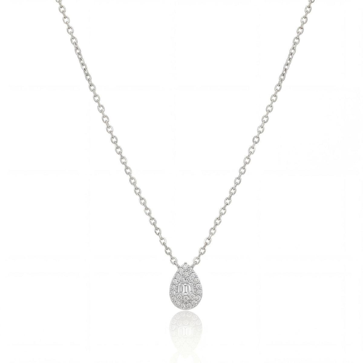 14K gold teardrop necklace, product photo