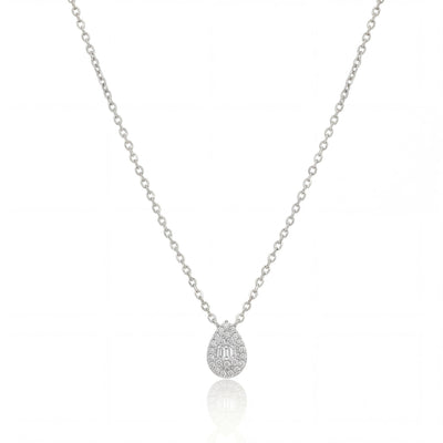 14K gold teardrop necklace, product photo