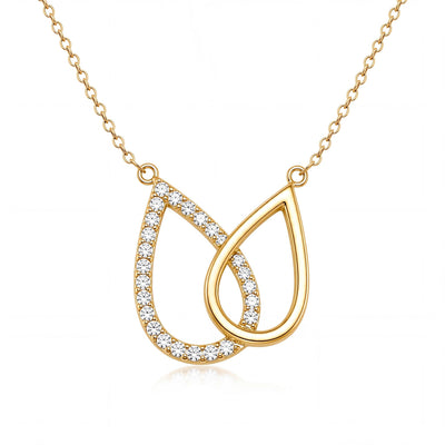14K gold teardrop necklace, product photo