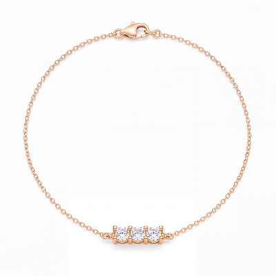 14K gold three stone bracelet, product photo