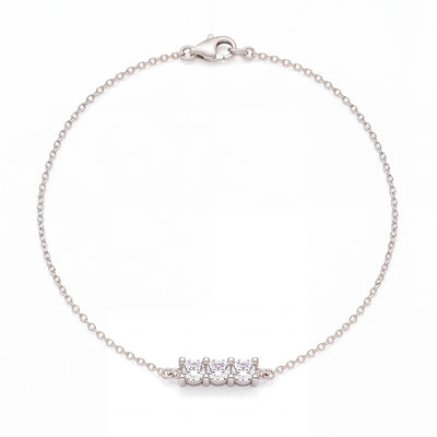 14K gold three stone bracelet, product photo