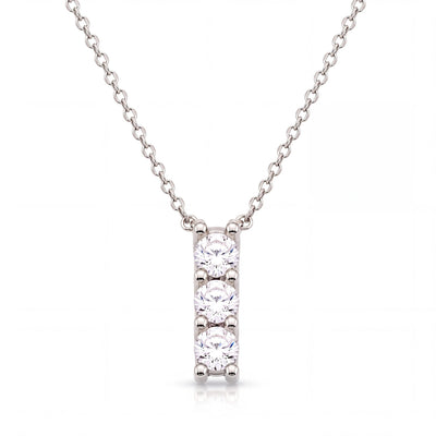 14K gold three stone necklace, product photo