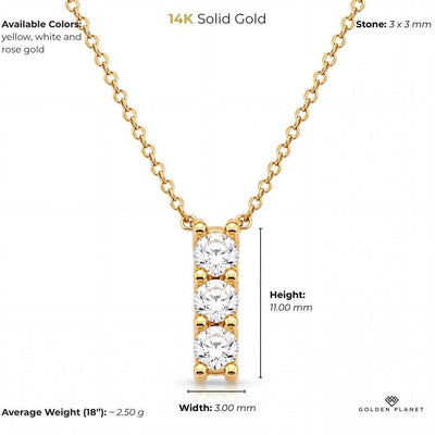 14K gold three stone with round cubic zirconia size and weight guide, size and weight guide