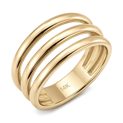 14K gold triple band ring, product photo