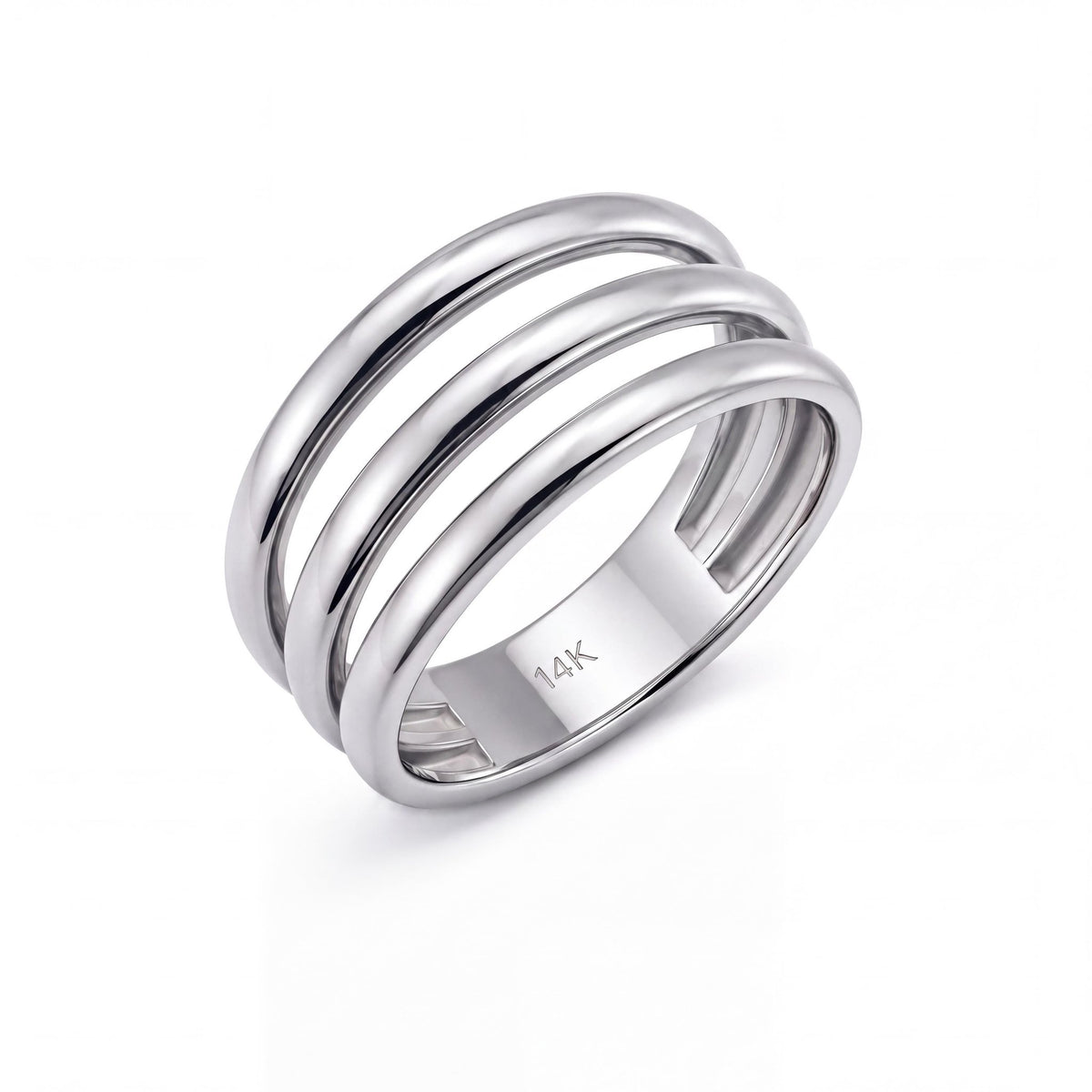 14K gold triple band ring, product photo
