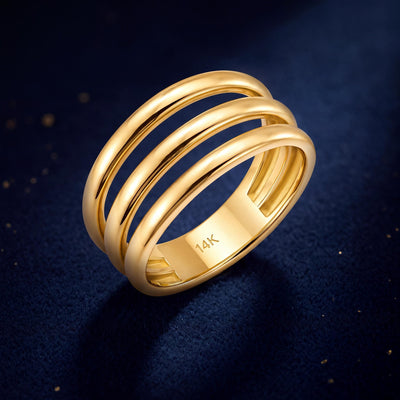 14K gold triple band ring, styled view