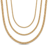 14K gold wheat chain necklace, styled view