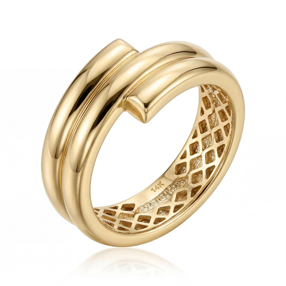 14K gold wide band ring, product photo