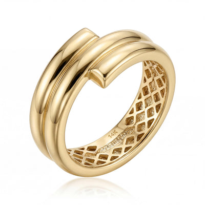 14K gold wide band ring, product photo
