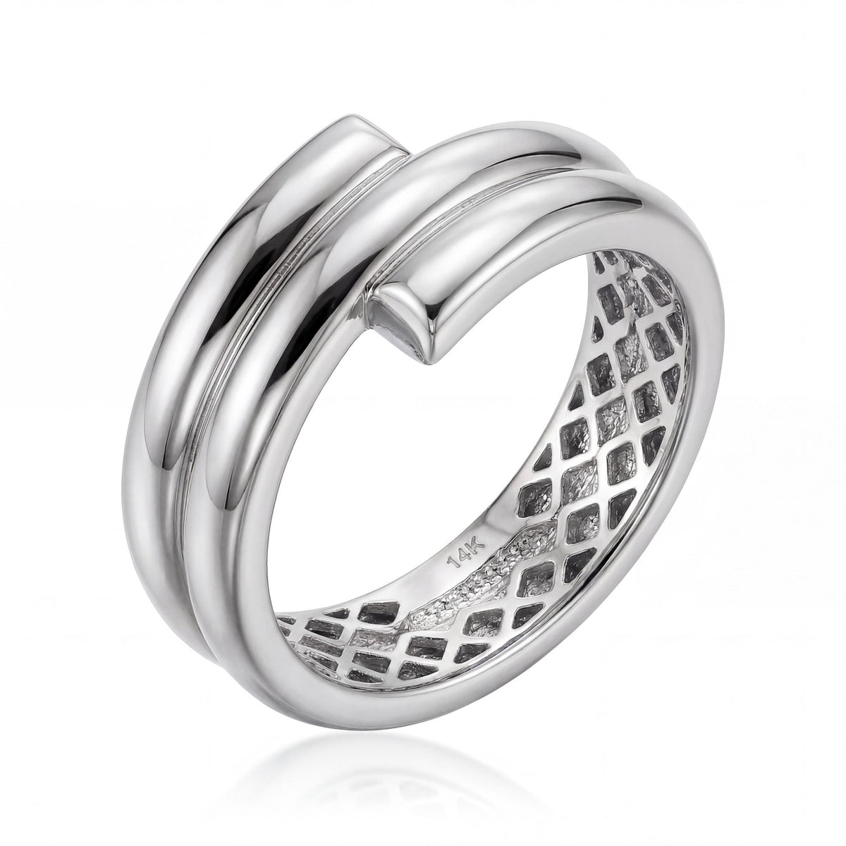 14K gold wide band ring, product photo