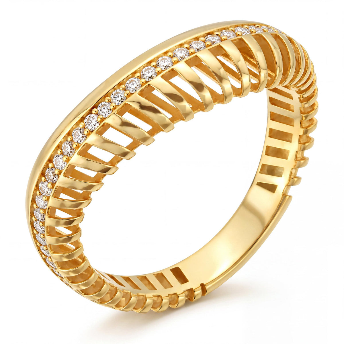 14K gold wide band ring, product photo